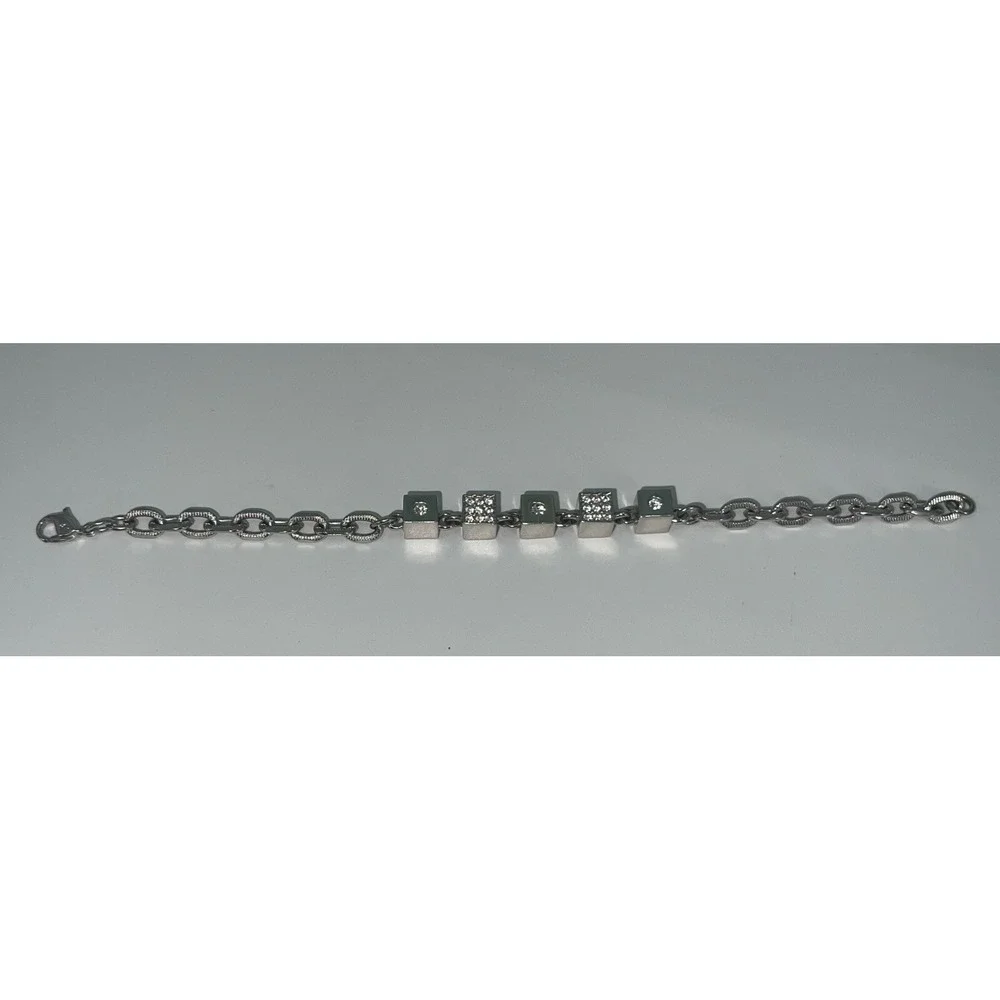 swarovski crystal‎ Women's Block MOM Braclet With Hearts Rhodium Plated